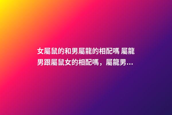 女屬鼠的和男屬龍的相配嗎 屬龍男跟屬鼠女的相配嗎，屬龍男和屬鼠女相配婚姻如何-第1張-觀點-玄機派